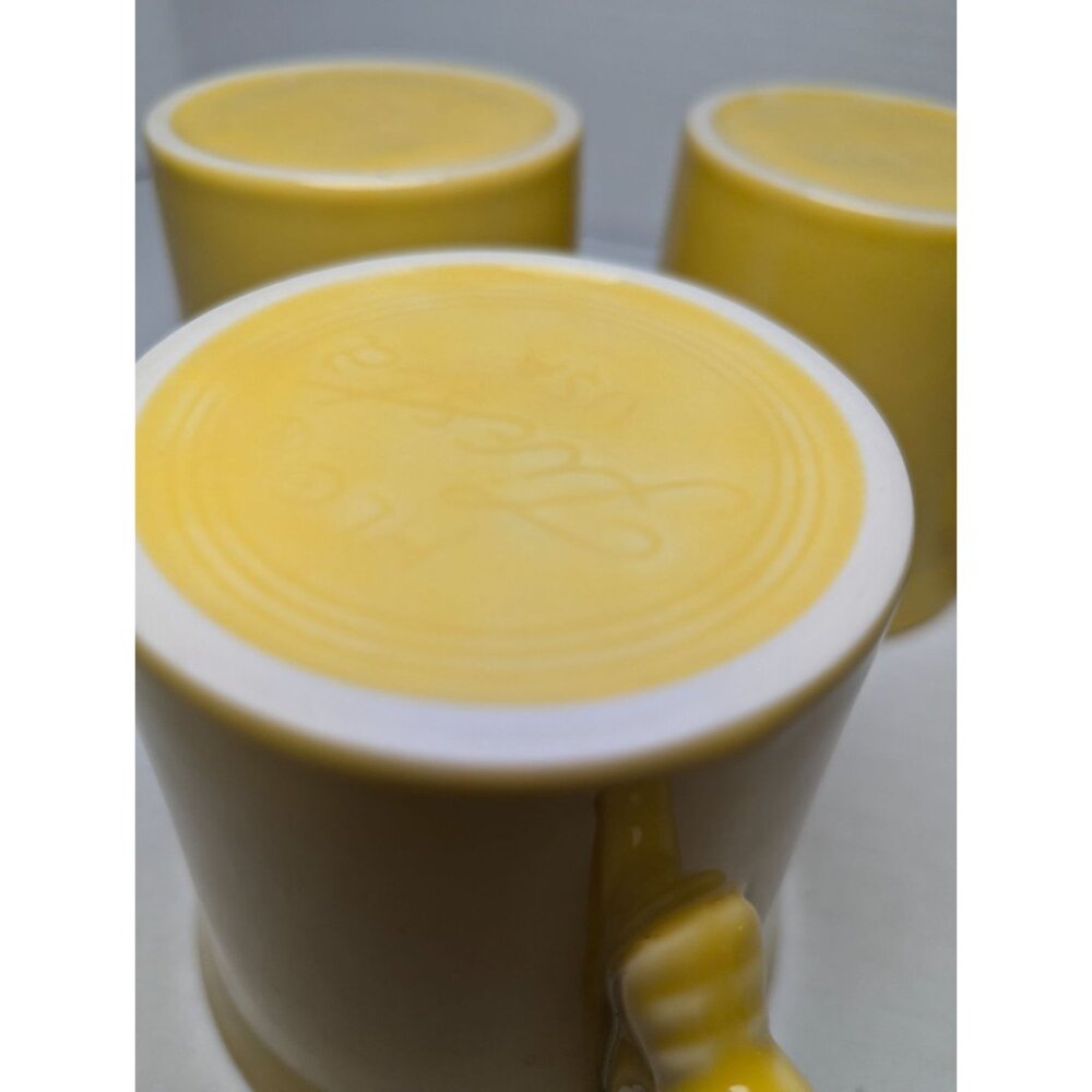 Fiesta Ware Yellow Tom & Jerry lot 3 Coffee Cup Ring handled Mug 3 1/2 in - Picture 10 of 10